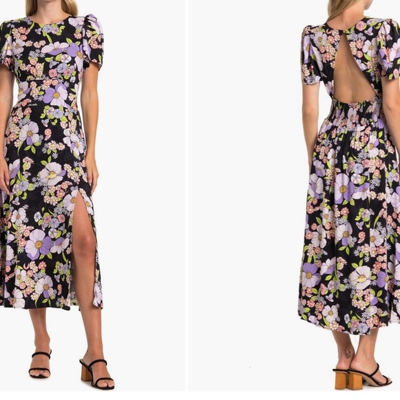 AFRM Jamie Print Open Back Short Sleeve Dress Floral Size small - Picture 1 of 8